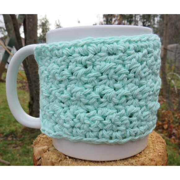Crocheted Cup Cozy Handmade Coffee Mug or Tea Warmer - Picture 3 of 4